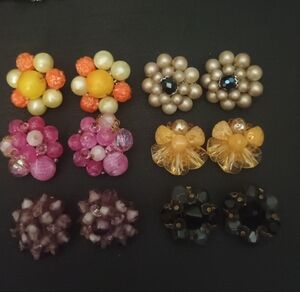 Vintage-Inspired Women's Floral Cluster Earrings — Multi-Color 6 Pairs Germany
